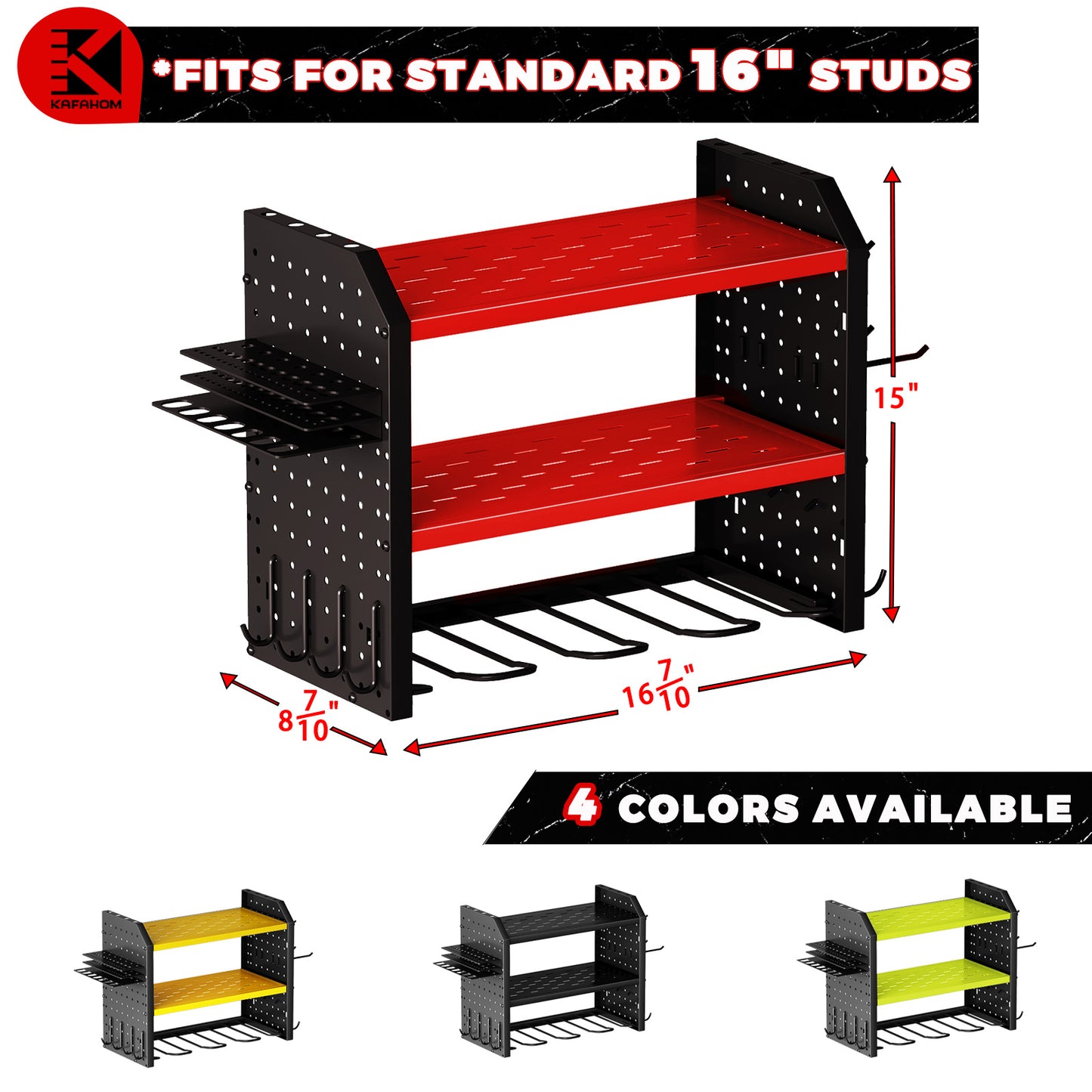 KAFAHOM 4 DRILL HOLDER-POWER TOOL ORGANIZER-RED