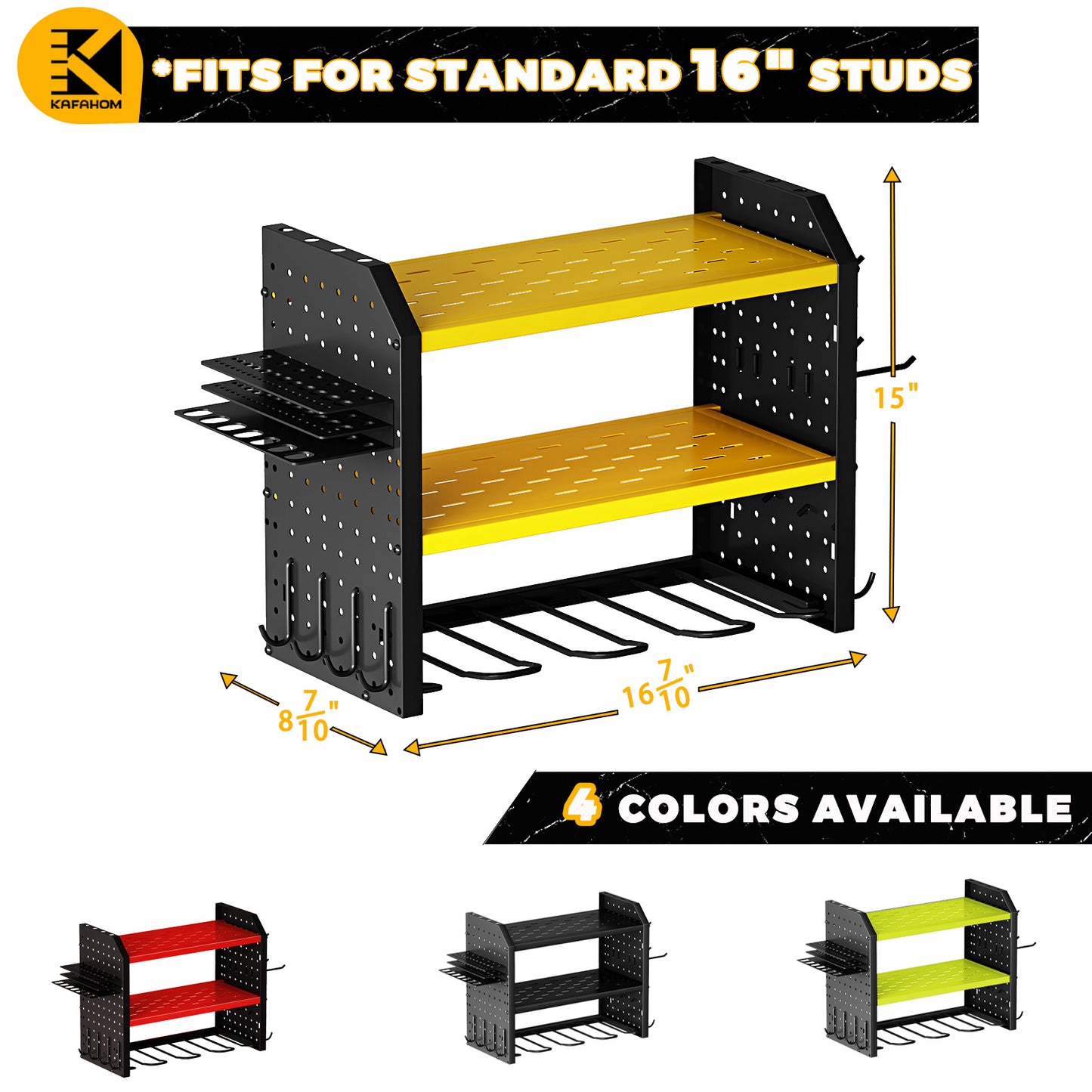 KAFAHOM 4 DRILL HOLDER-POWER TOOL ORGANIZER-YELLOW