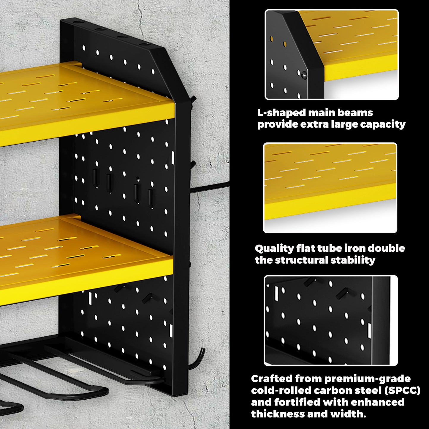 KAFAHOM 4 DRILL HOLDER-POWER TOOL ORGANIZER-YELLOW