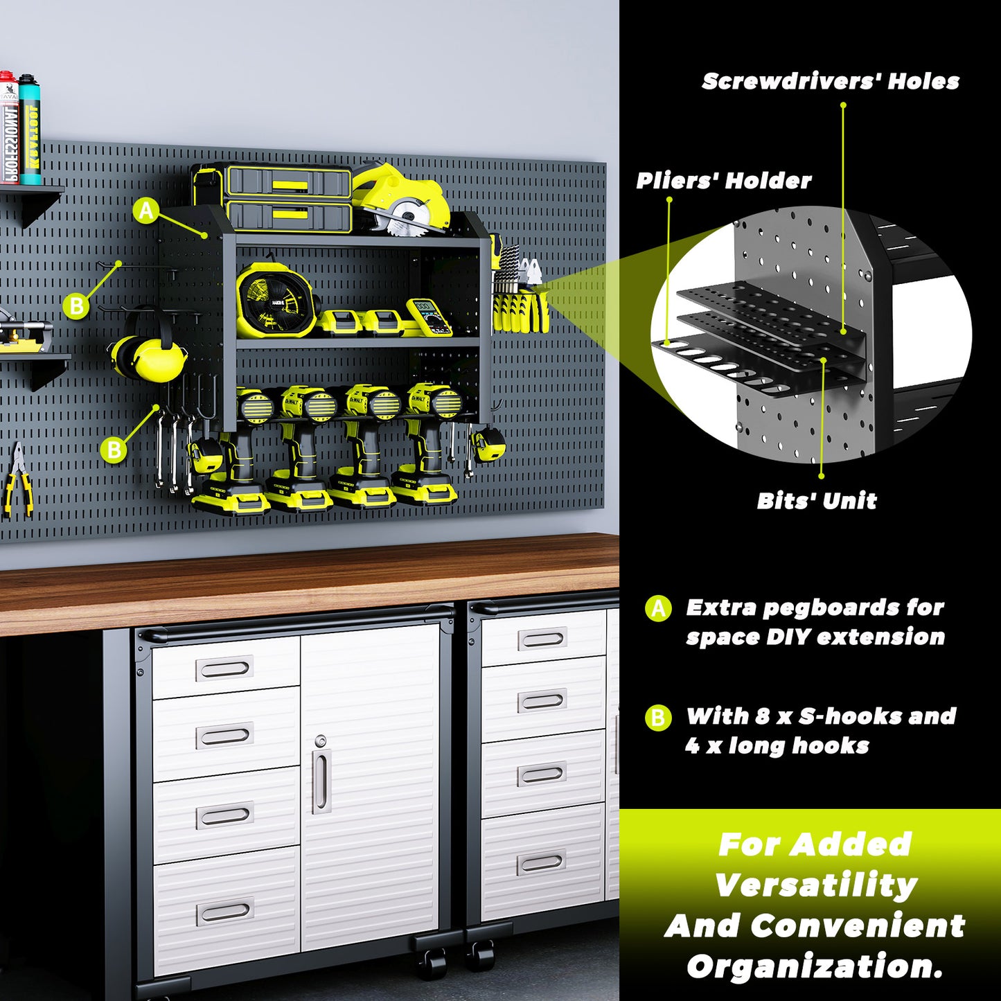 KAFAHOM 4 DRILL HOLDER-POWER TOOL ORGANIZER-GREEN