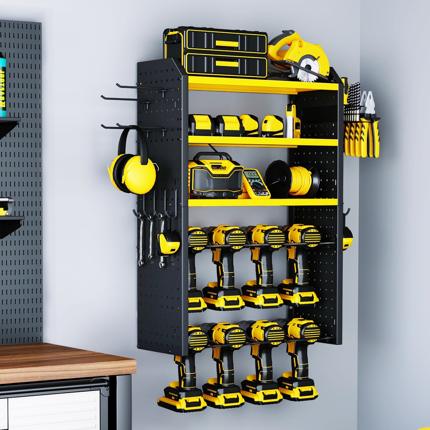 KAFAHOM 8 DRILL HOLDER- TOOL RACK-YELLOW