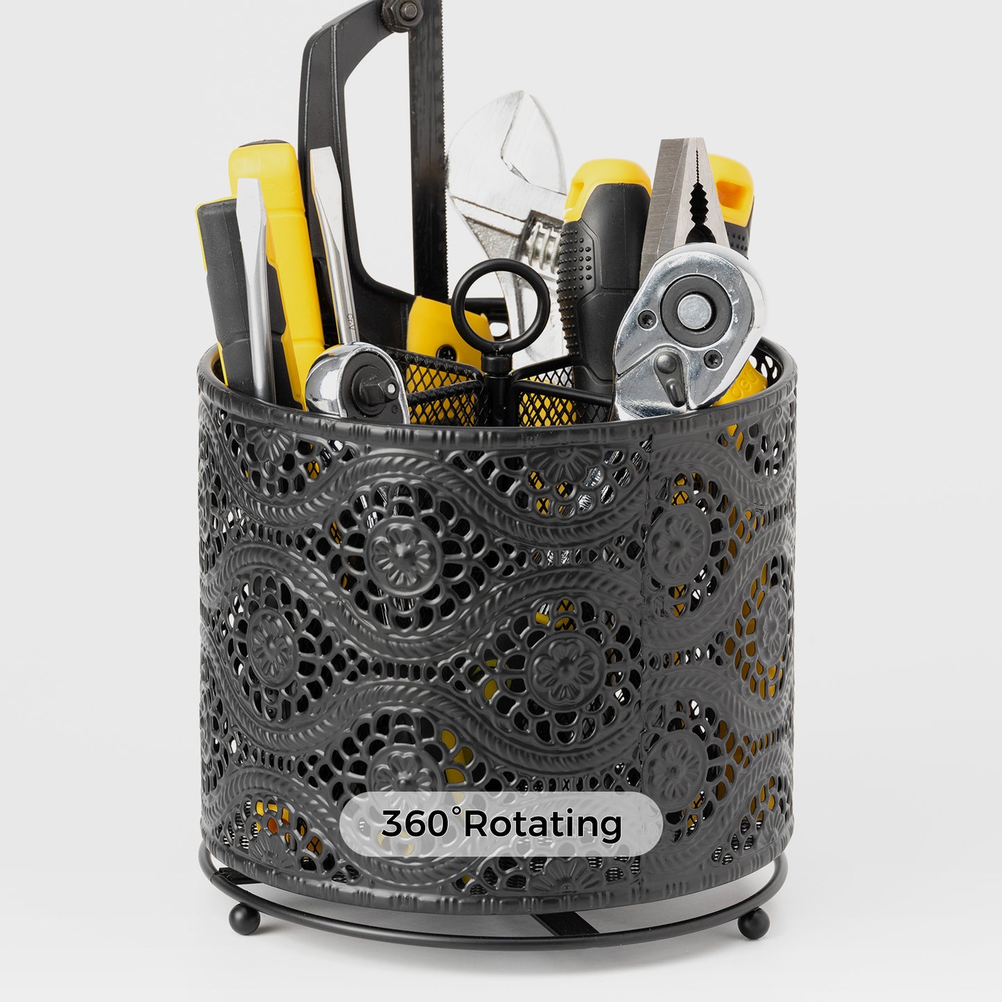 KAFAHOM 360 Rotating Tool Organizer with Handle 4 Compartment Storage Rack