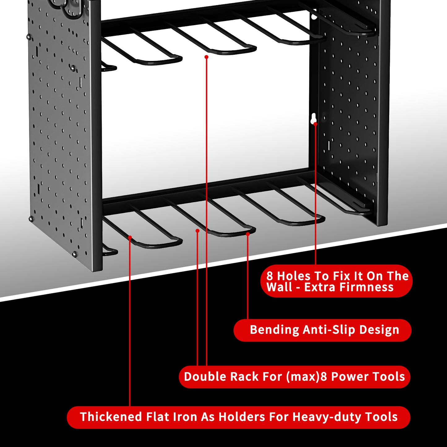 KAFAHOM 8 DRILL HOLDER-TOOL RACK-RED