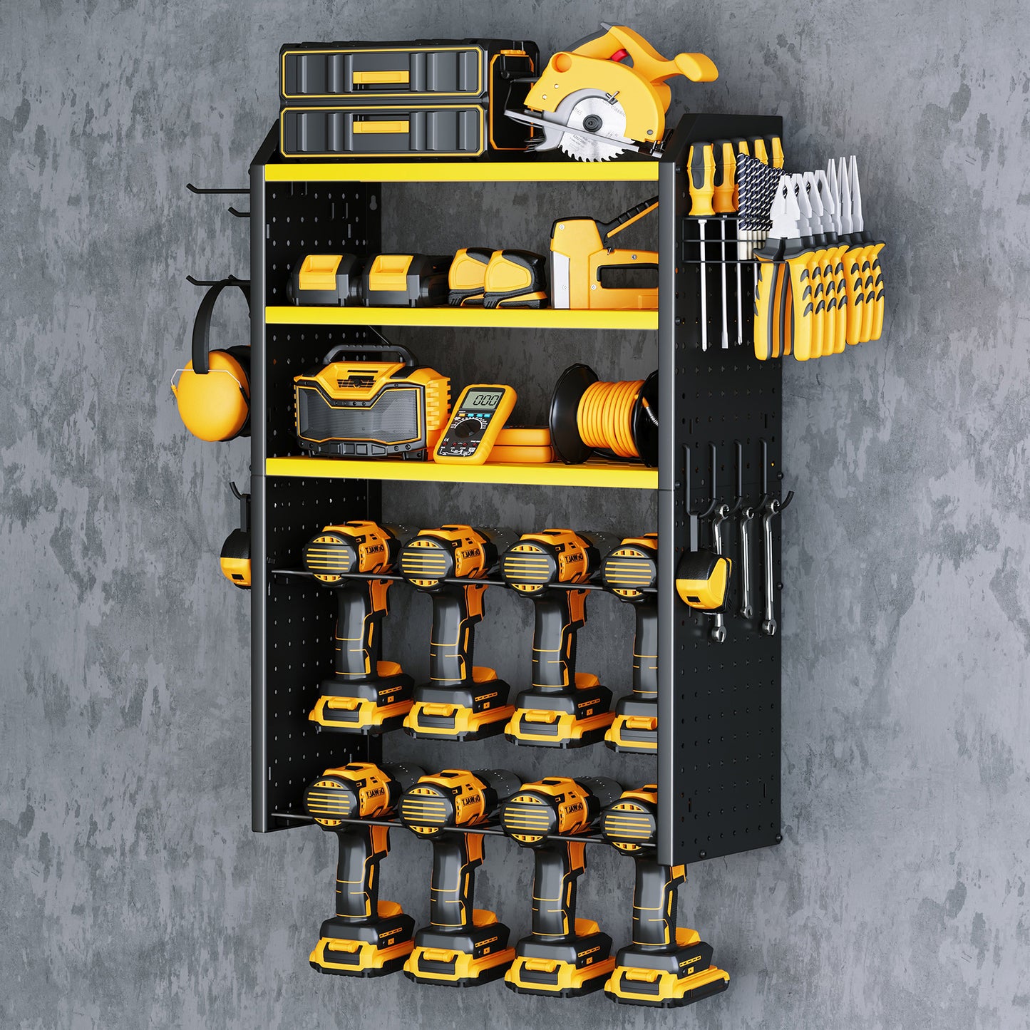 KAFAHOM 8 DRILL HOLDER- TOOL RACK-YELLOW