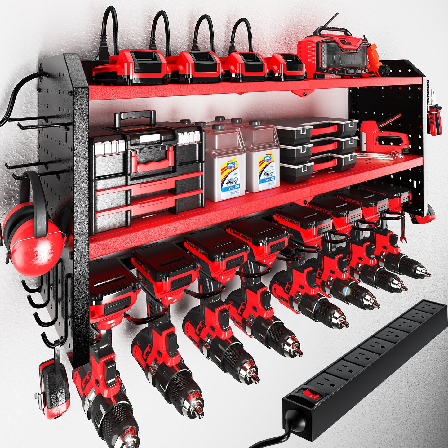 KAFAHOM POWER TOOL RACK WITH POWER-RED