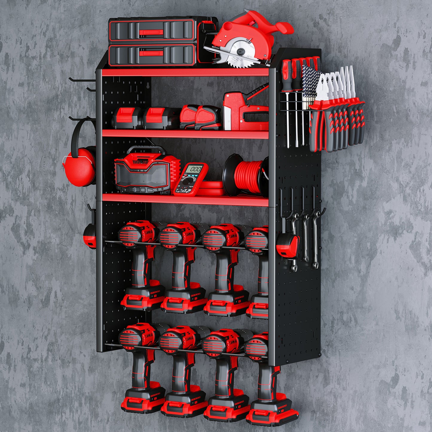 KAFAHOM 8 DRILL HOLDER-TOOL RACK-RED