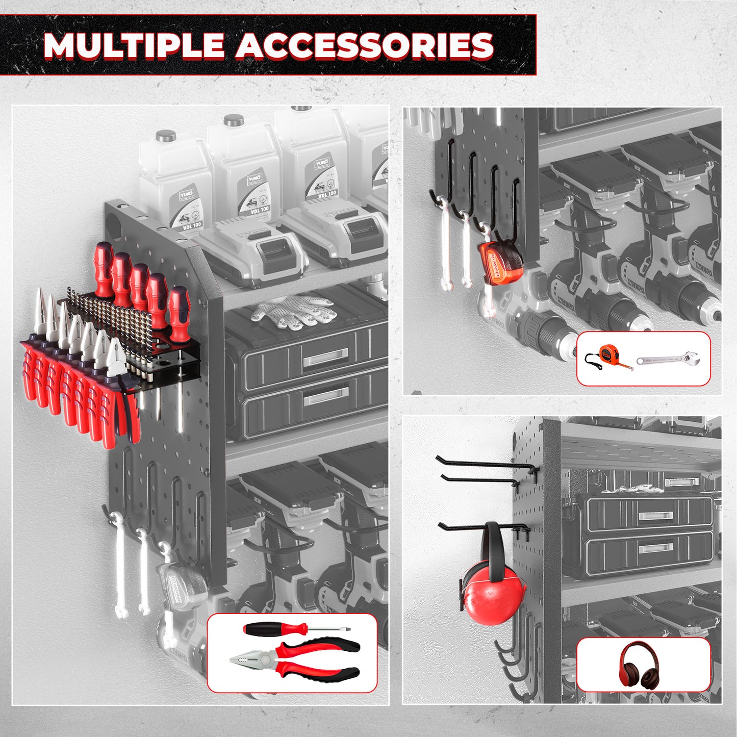 KAFAHOM POWER TOOL RACK WITH POWER-RED