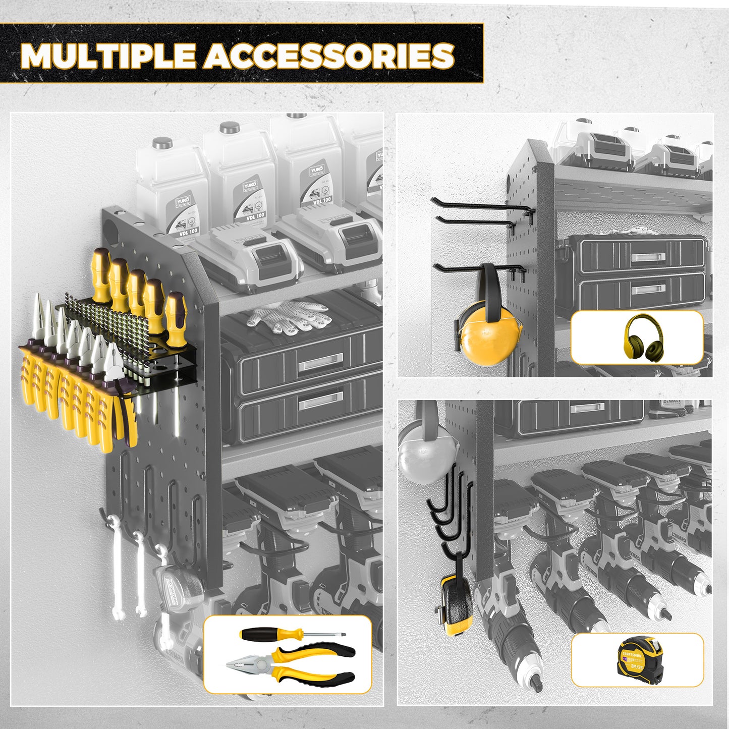 KAFAHOM TOOL RACK WITH POWER-YELLOW