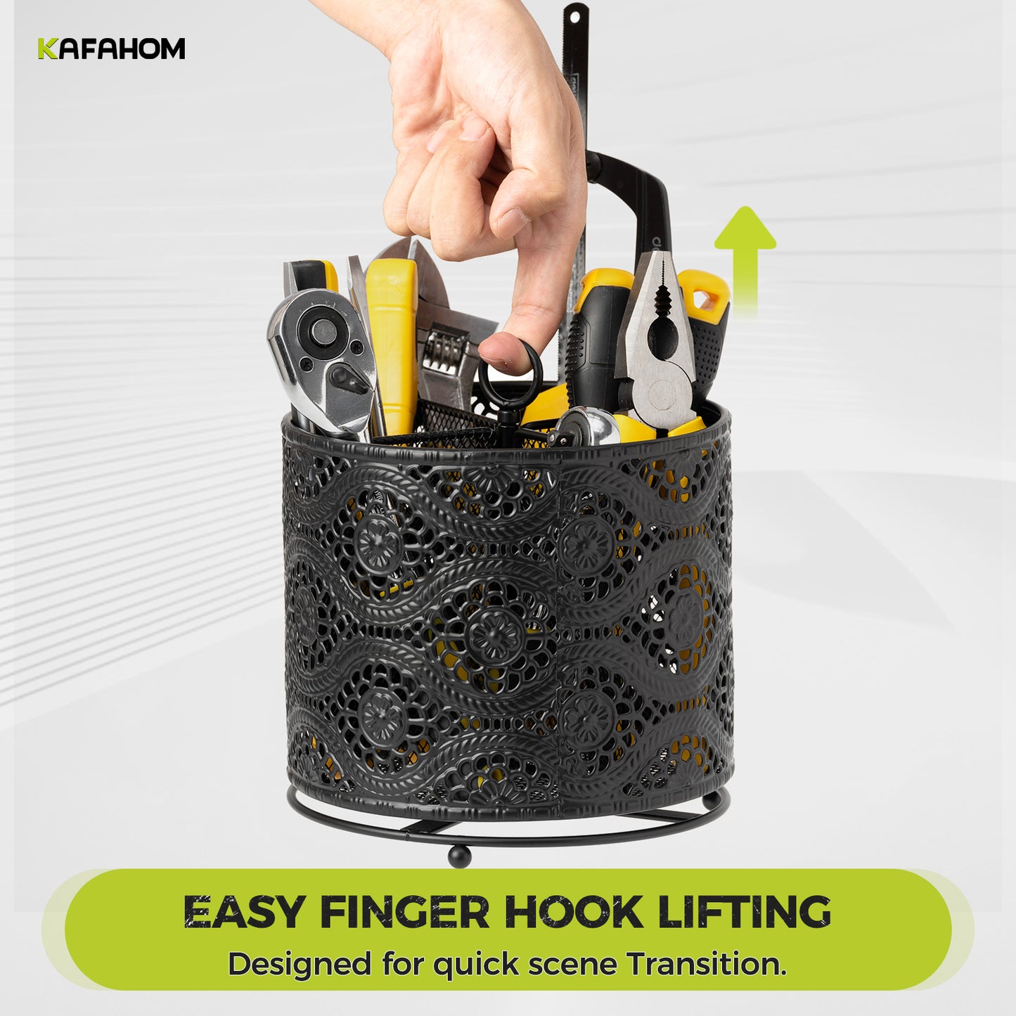 KAFAHOM 360 Rotating Tool Organizer with Handle 4 Compartment Storage Rack