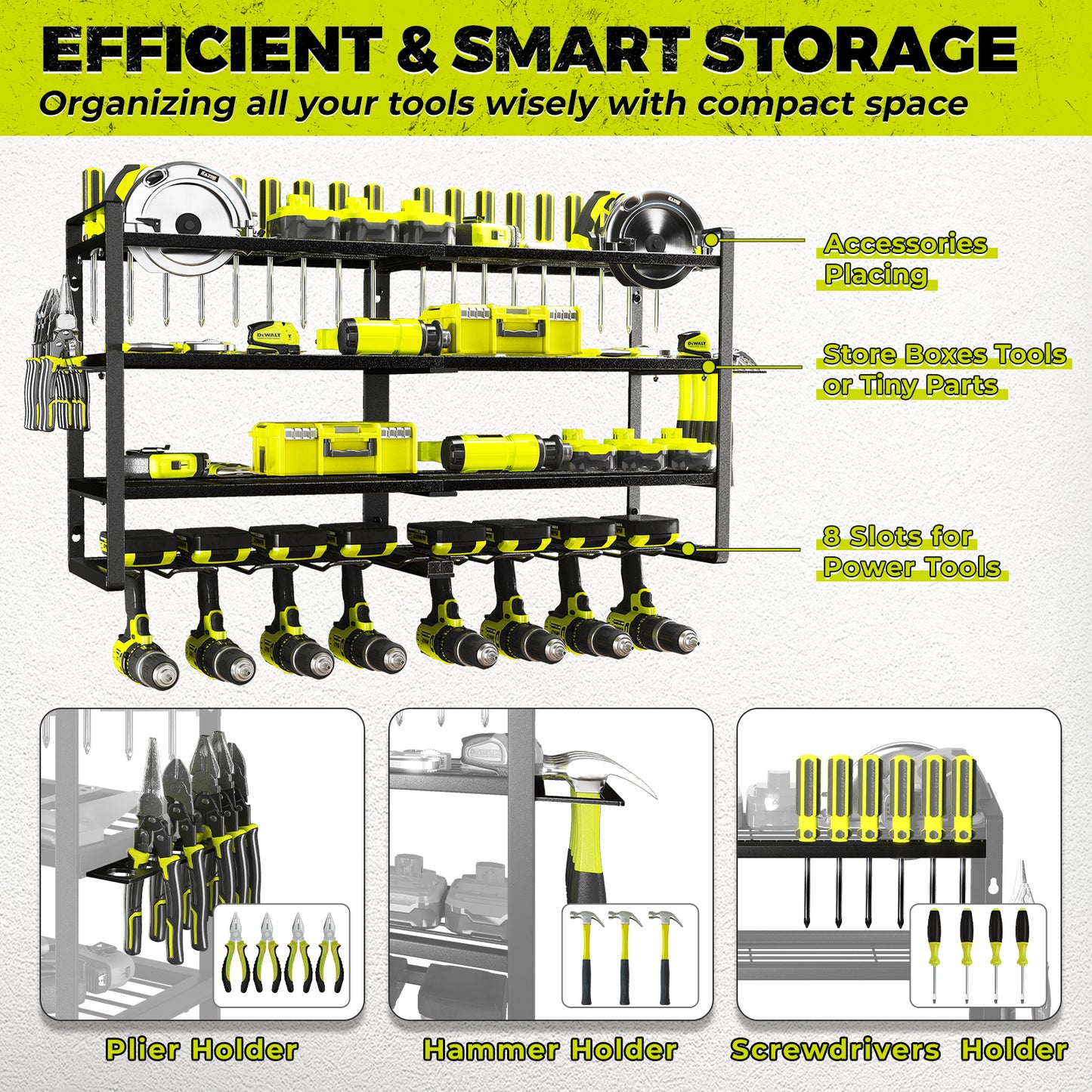 KAFAHOM 8-POSITION POWER TOOL ORGANIZER