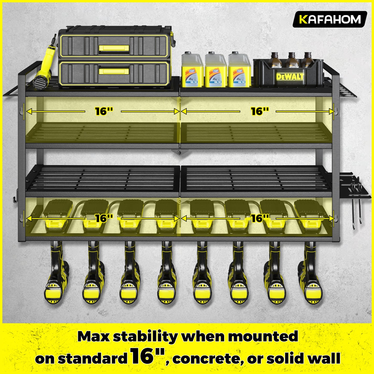 KAFAHOM 8-SLOTS POWER TOOL RACK-4LAYERS