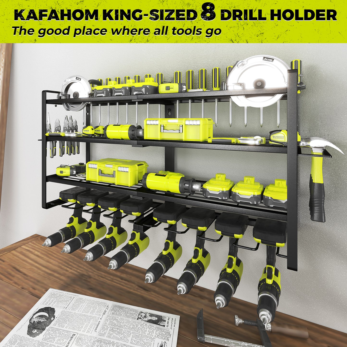 KAFAHOM 8-POSITION POWER TOOL ORGANIZER