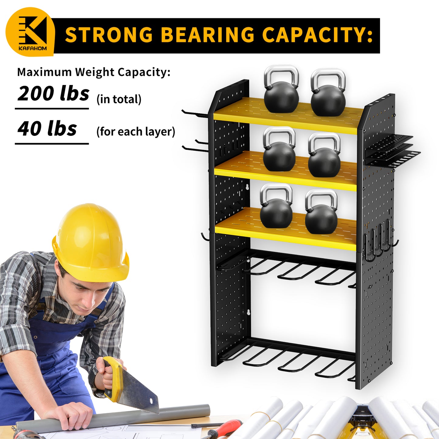 KAFAHOM 8 DRILL HOLDER- TOOL RACK-YELLOW