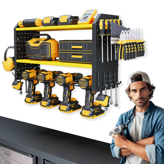 KAFAHOM 4 DRILL HOLDER-POWER TOOL ORGANIZER-YELLOW